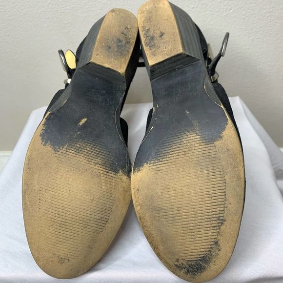 Steve Madden Cinch Distressed Leather Ankle Booties Buckle Cutout - Picture 5 of 10